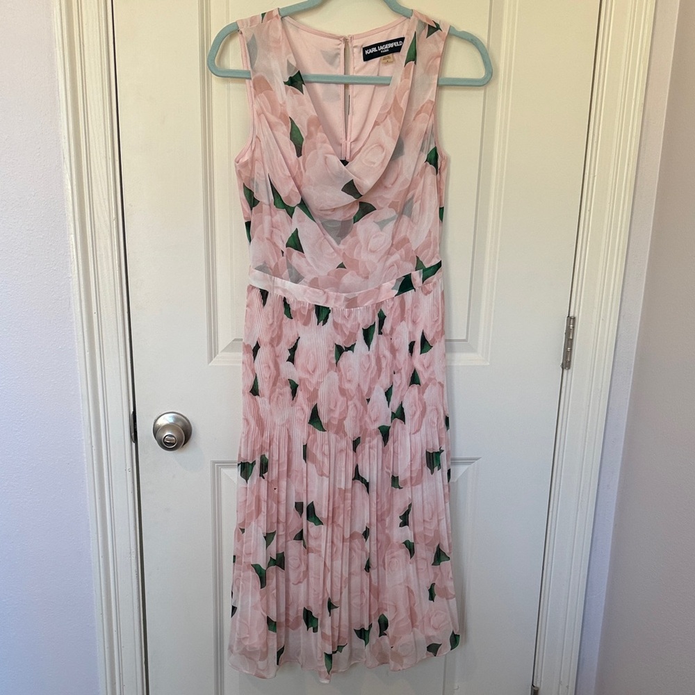 Pink and Green Midi Dress